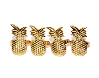 Pineapple Napkin Rings Gold Pineapple Napkin Rings Brass Pineapple Napkin Rings Brass Napkin Rings Set of 4