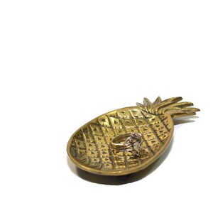 Vintage Brass Mini Pineapple Dish Pineapple Ring Dish Jewelry Dish Gold Pineapple Dish Pineapple Decor image 2