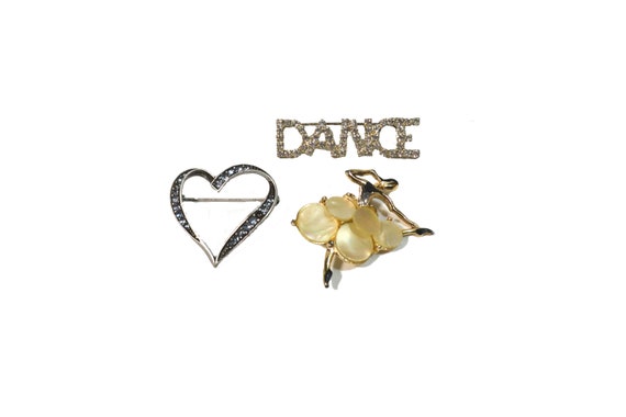 Vintage Dance Brooch I Love Dance Brooch Set Ball… - image 3