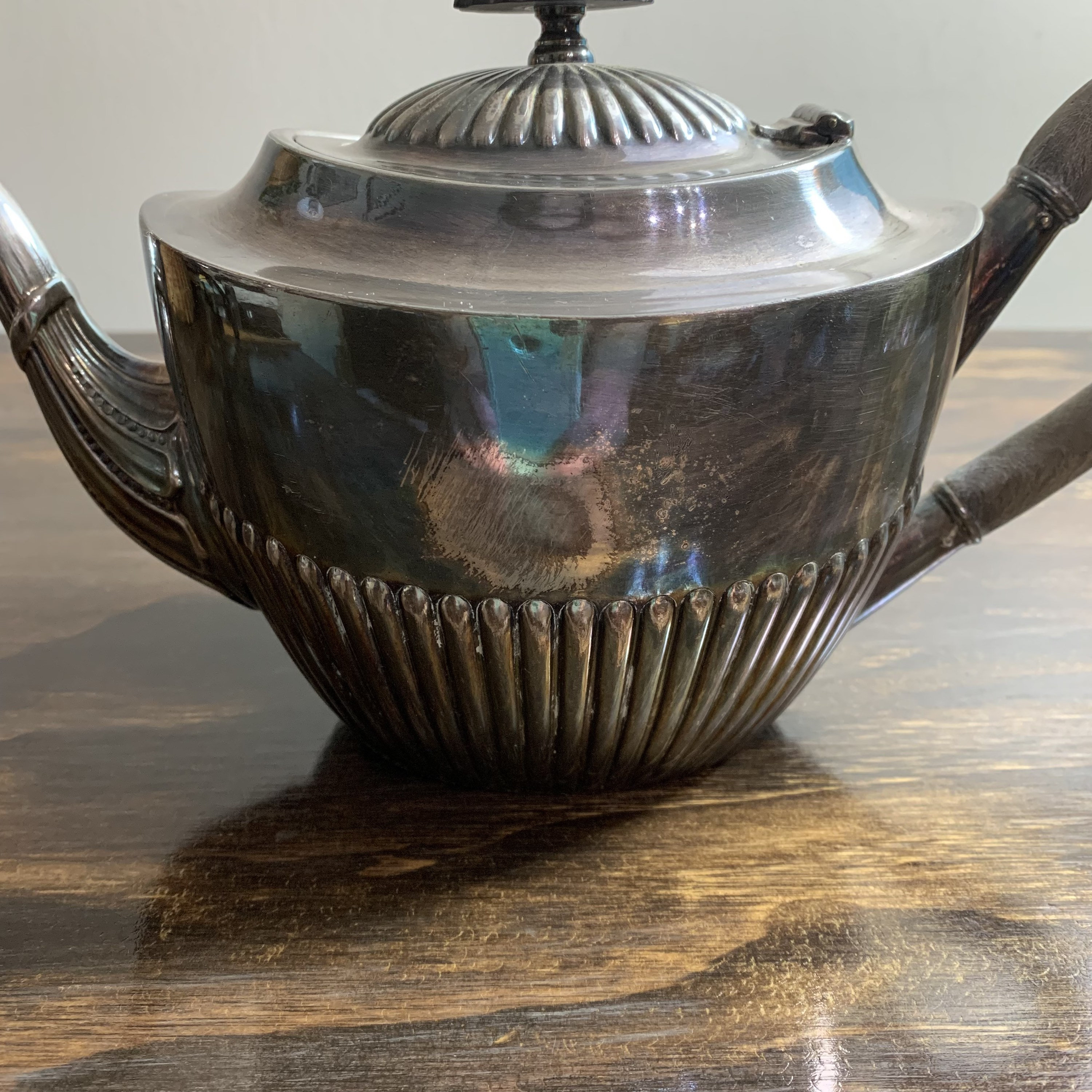 Vintage Art Deco Teapot Silver Teapot with Wooden Handle Tea Etsy