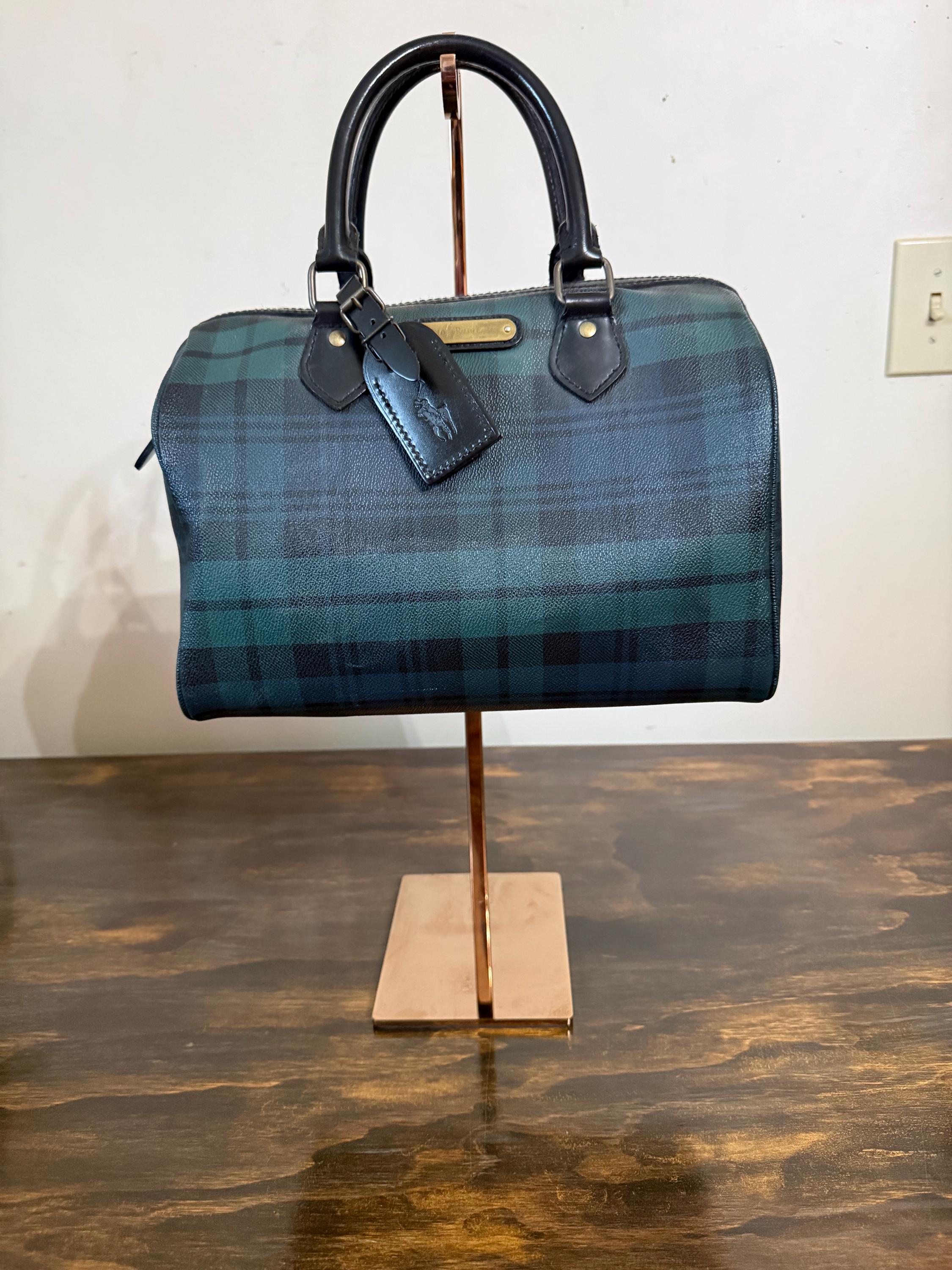 Vintage 1980's Polo Ralph Lauren Blackwatch Plaid Handbag Boston