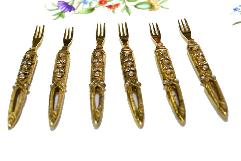 Vintage Cocktail Forks Gold Cocktail Forks Appetizer Forks Etsy