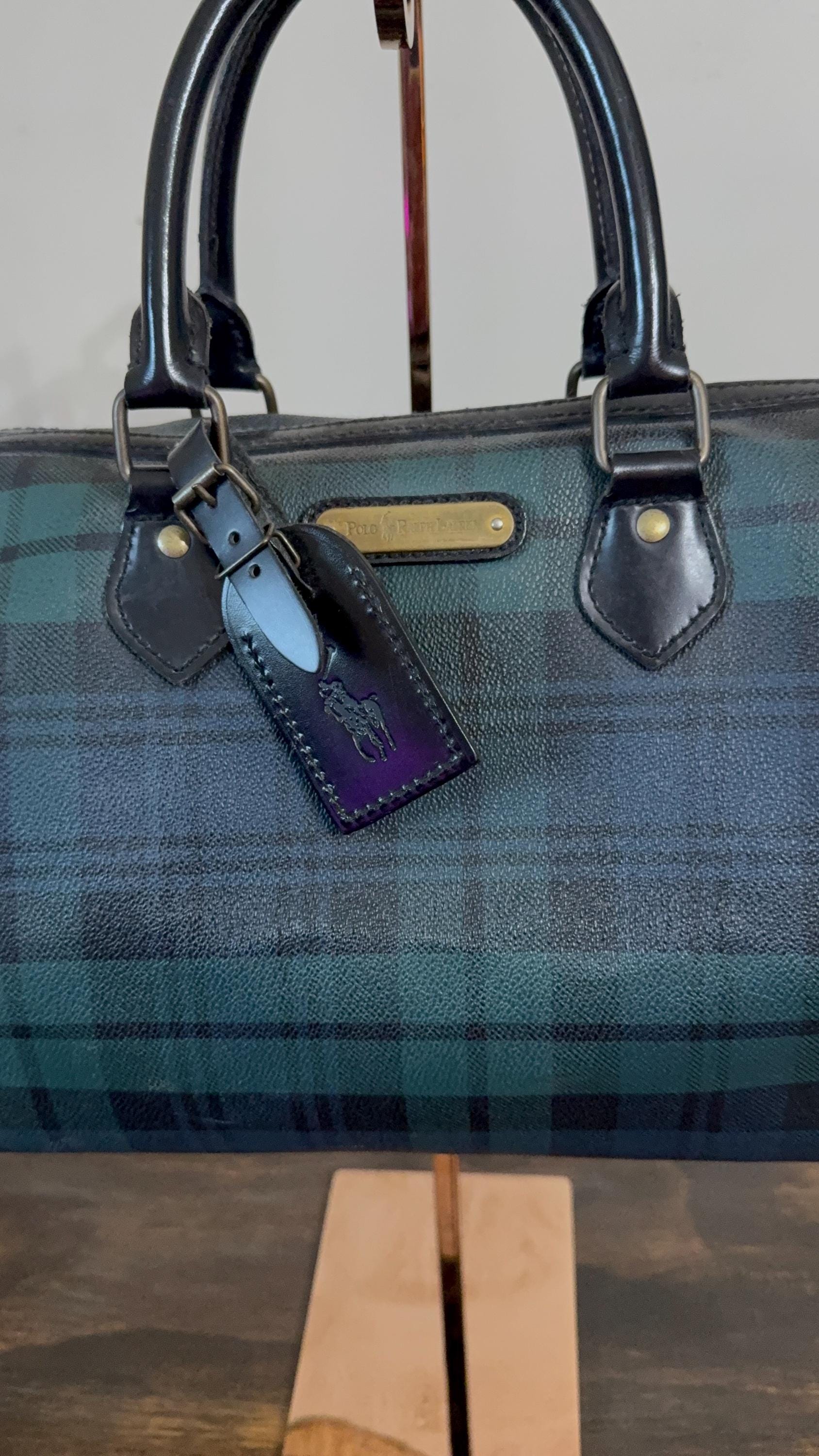 Vintage 1980's Polo Ralph Lauren Blackwatch Plaid Handbag Boston