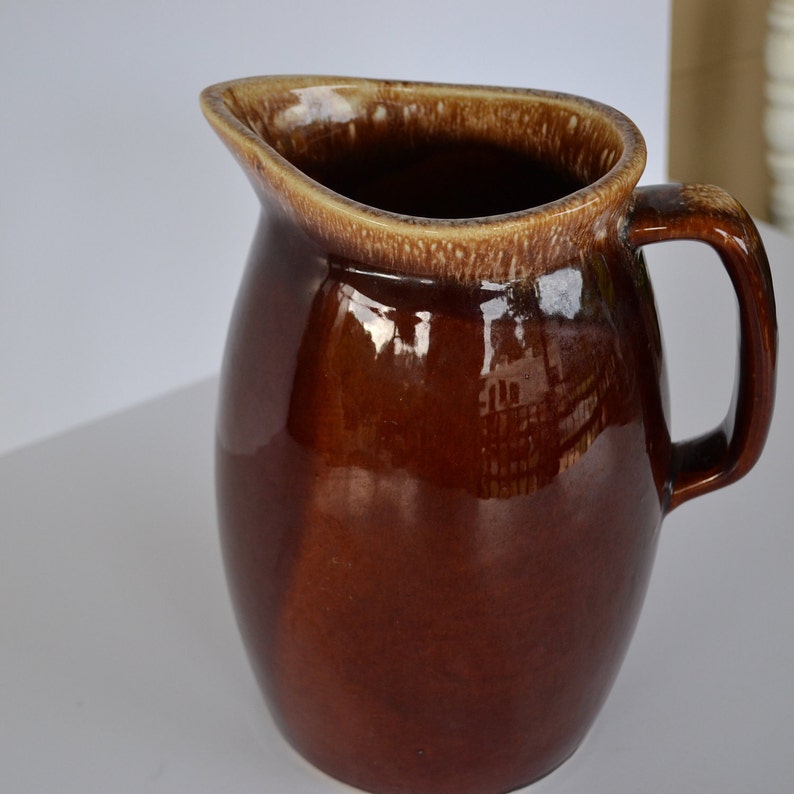 Hull Pottery Pitcher Large Hull Brown Drip Pitcher Etsy