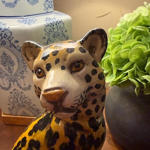 Large Vintage Ceramic Leopard - Etsy