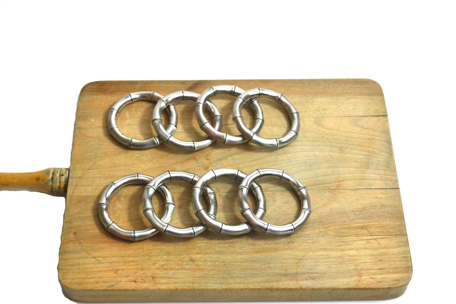 Vintage Silver Faux Bamboo Napkin Rings Silver Bamboo Napkin Etsy