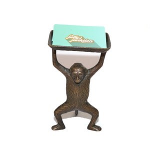 Vintage Monkey Business Card Holder Monkey Soap Dish Brass Monkey Statue Monkey Butler