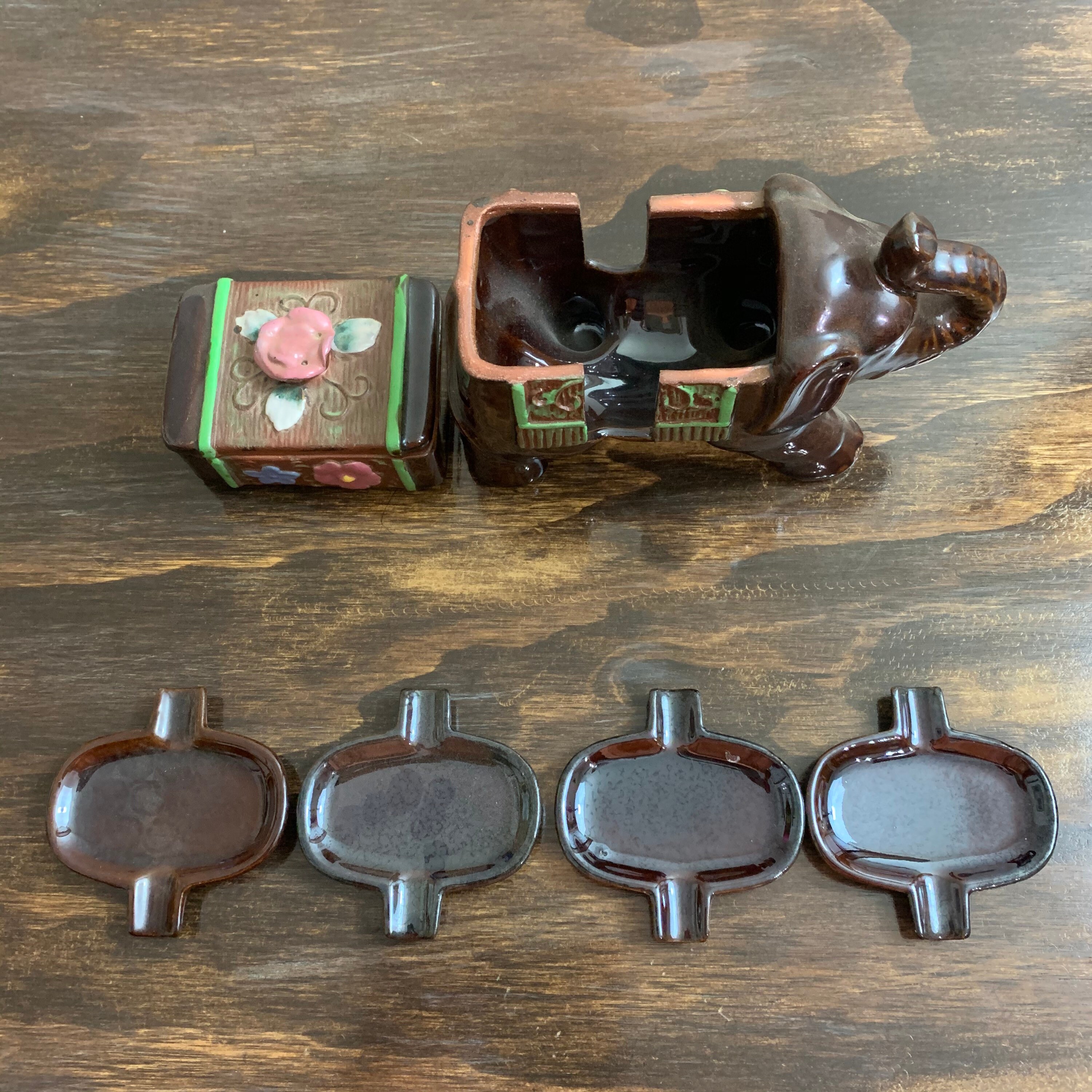 Vintage Ceramic Elephant Ashtray Elephant Ashtray Set Smoking Etsy
