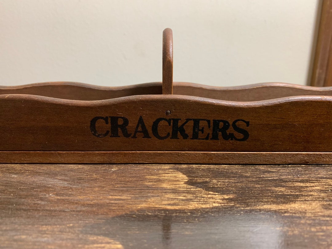 Vintage Wood Cracker Holder Cracker Cradle Cheese and Crackers