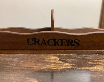 Vintage Wood Cracker Holder Cracker Cradle Cheese and Crackers Farmhouse Decor