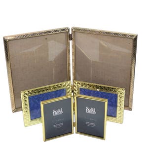 Vintage Brass Picture Frames Brass Bi Fold Picture Frames Double Picture Frames Wedding Picture Frames Set of 3