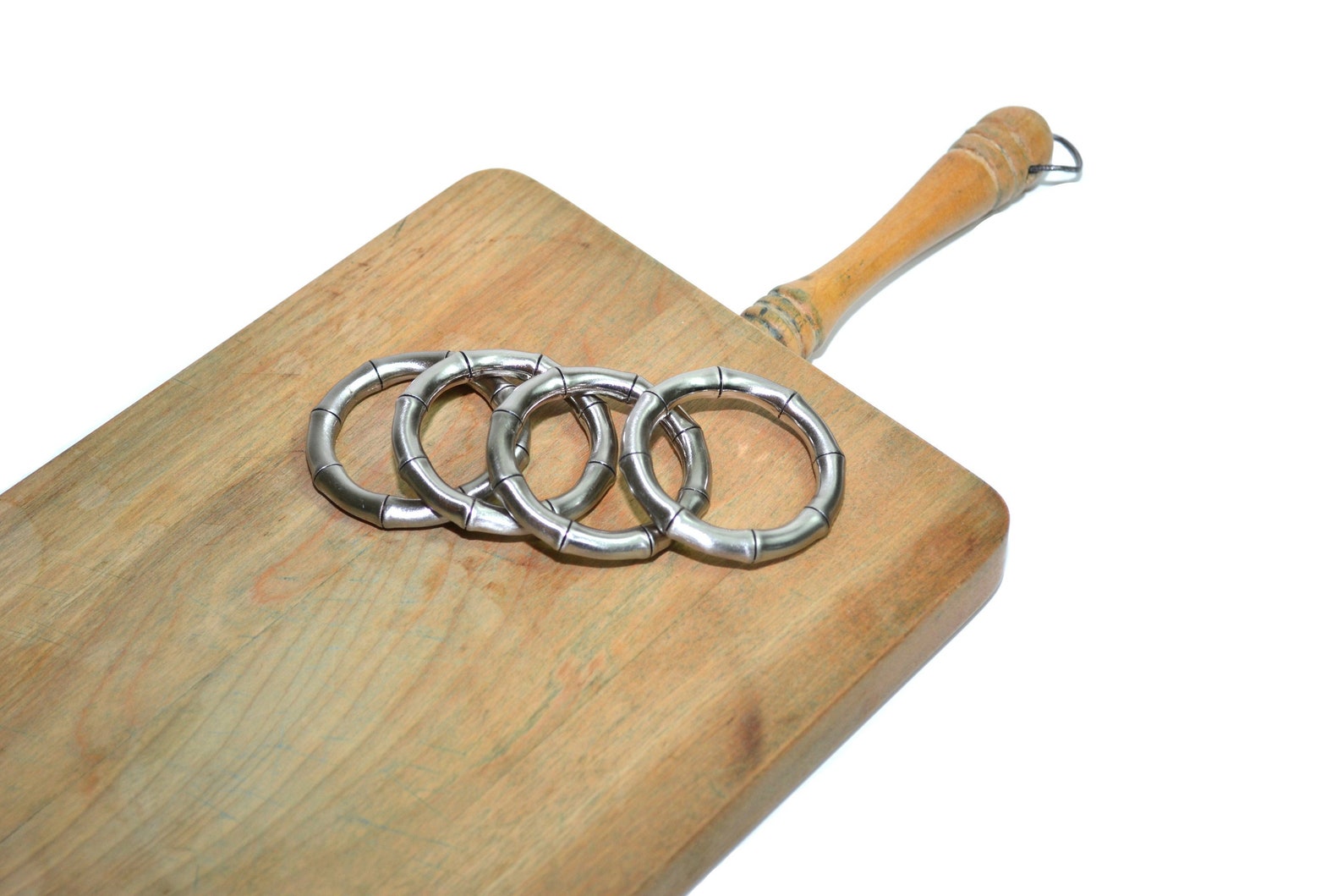 Vintage Silver Faux Bamboo Napkin Rings Silver Bamboo Napkin Etsy