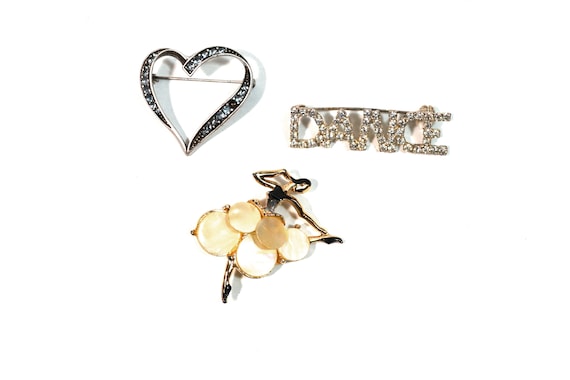 Vintage Dance Brooch I Love Dance Brooch Set Balle