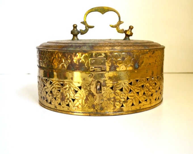 Brass Cricket Box LARGE Cricket Box Hinged Cricket Box Brass Box Gold Asian Box Chinoiserie