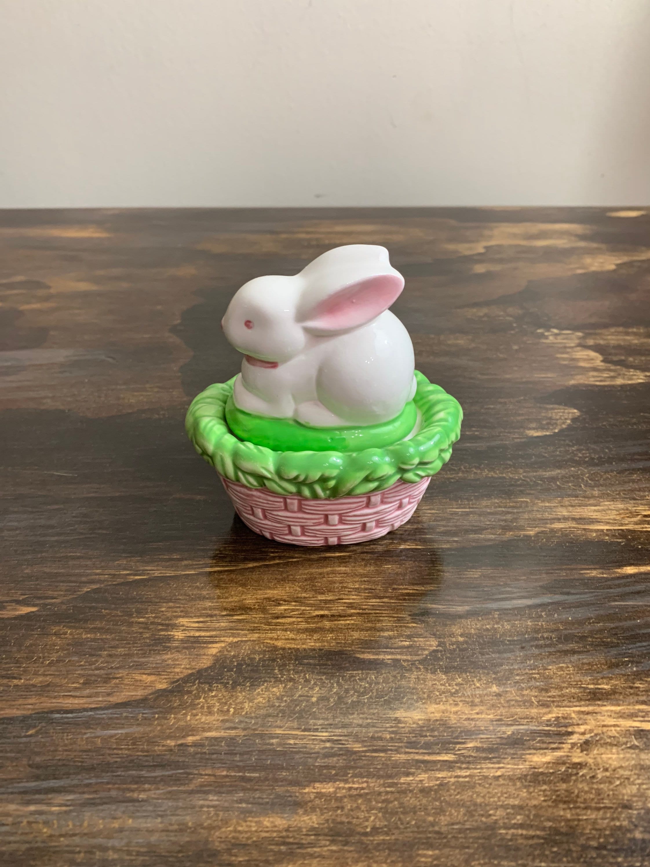Vintage Ceramic Easter Bunny Box Rabbit Trinket Dish Easter Etsy