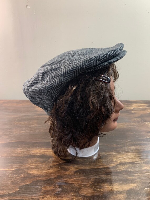 Vintage Gray Newsboy Hat Wool Newsboy Hat Gray Wo… - image 3