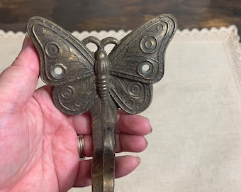 Vintage Brass Butterfly Hook Bronze Butterfly Wall Hook Mid Century Art Nouveau Decor Elizabeth McCaffrey Butterfly Hook