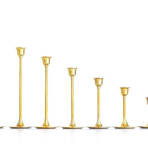 Brass Candlesticks Brass Candle Holders Set of 7 Graduated Brass Candlesticks Wedding Candlesticks image 1