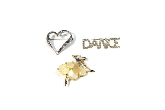 Vintage Dance Brooch I Love Dance Brooch Set Ball… - image 2