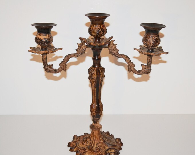 Vintage Black Candelabra Metal Candelabra Three Arm Candelabra Etsy