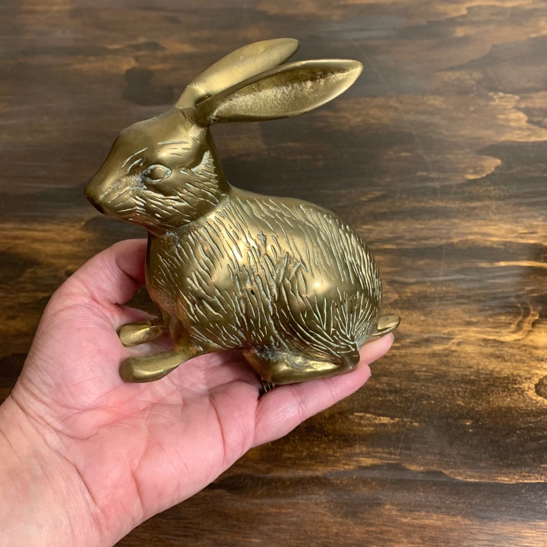 Vintage Brass Rabbit Gold Brass Bunny Rabbit Easter Bunny Etsy