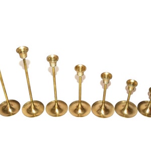 Brass Candlesticks Brass Candle Holders Set of 7 Graduated Brass Candlesticks Wedding Candlesticks image 6