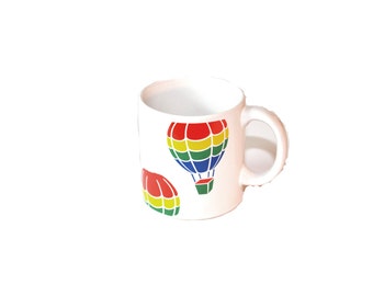 Coffee Cup Hot Air Balloons Coffee Cup Rainbow Mug Hot Air Balloon Cup 80's Rainbow Mug Stocking Stuffer Gifts for Her