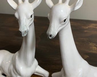 Giraffe Bookends Nursery Decor Fitz and Floyd White Ceramic Giraffes Giraffe Figurines Safari Nursery