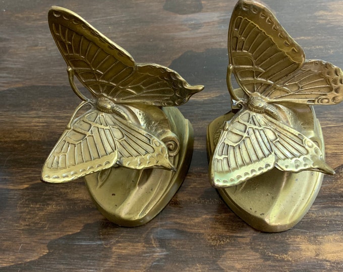 Vintage Brass Butterfly Bookends Art Deco Butterfly Bookends Etsy