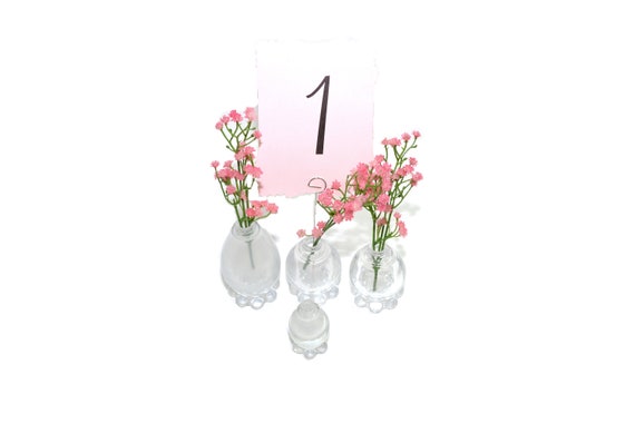 Vintage Glass Bud Vase Place Card Holders Wedding Place Card Etsy
