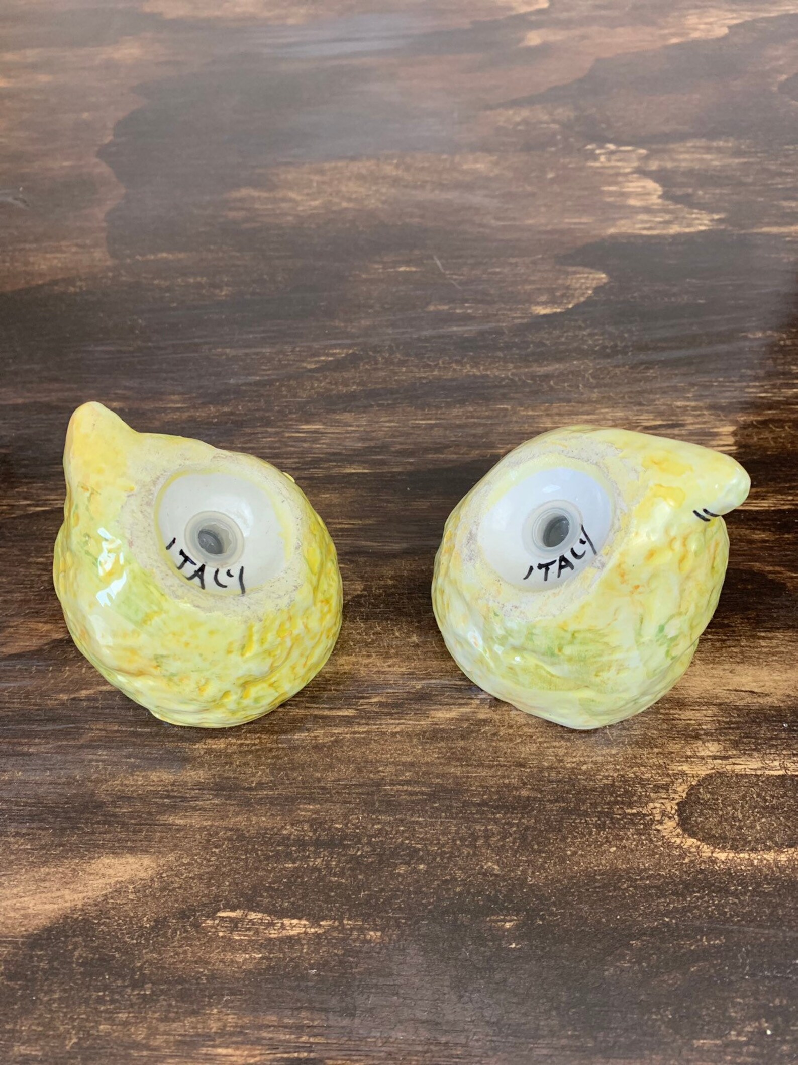 Vintage Lemon Salt and Pepper Shakers Ceramic Lemon Wedge Set Etsy