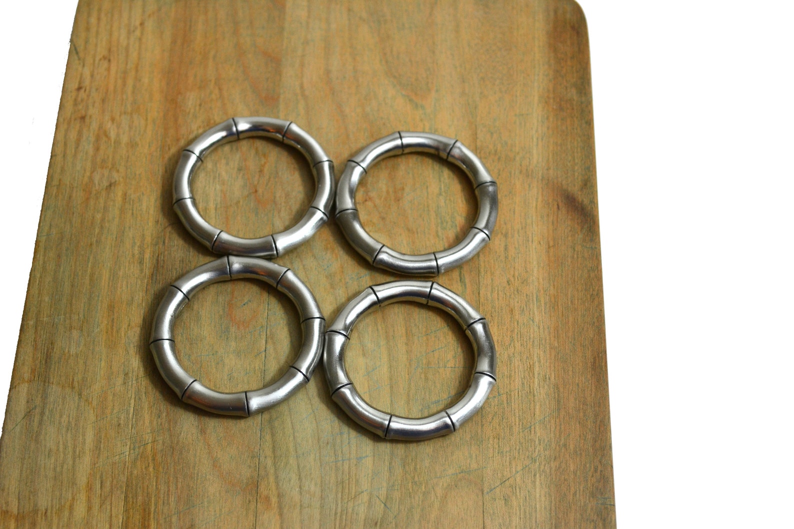 Vintage Silver Faux Bamboo Napkin Rings Silver Bamboo Napkin Etsy