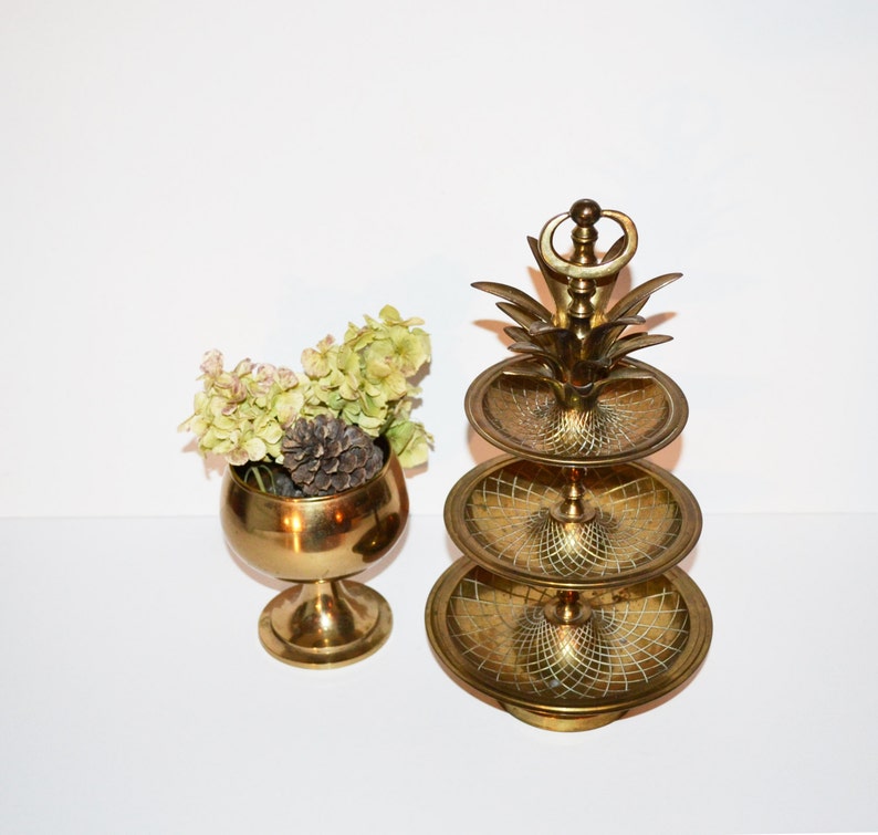 Vintage Brass Pineapple Tray 3 Tier Pineapple Tray Brass Etsy