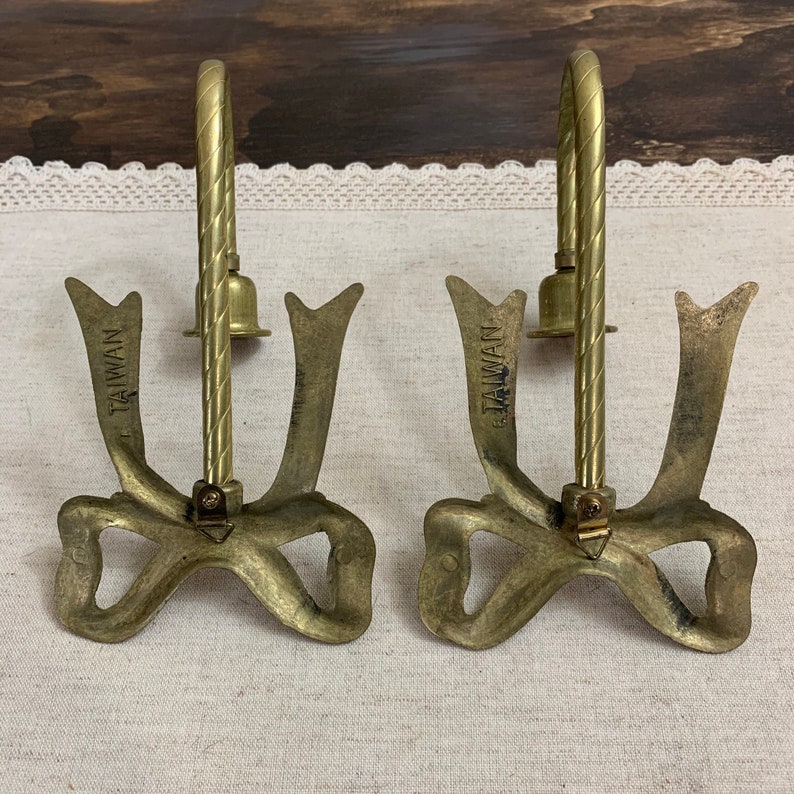 Vintage Brass Bow Wall Sconces Gold Bow Candle Holders Bow Etsy