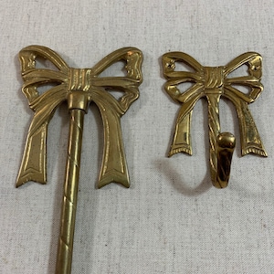 Vintage Brass Bow Hook Bow Wall Hook Gold Bow Hook Bow Organizer Nursery Wall Hook zdjęcie 2