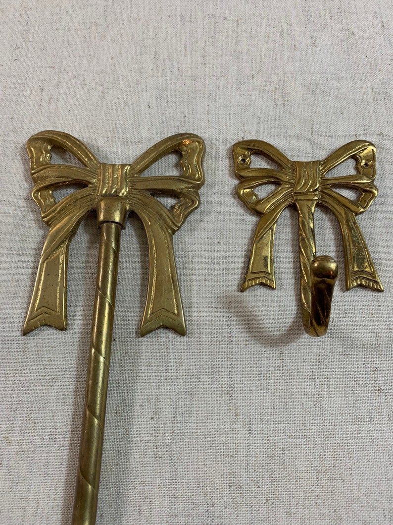 Vintage Brass Bow Hook Bow Wall Hook Gold Bow Hook Bow Organizer Nursery Wall Hook zdjęcie 2
