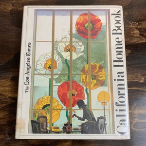 Libro de diseño de interiores vintage, Libro sobre el hogar en California, Libro de tapa dura del Los Angeles Times, Libro de mesa de centro naranja y amarillo