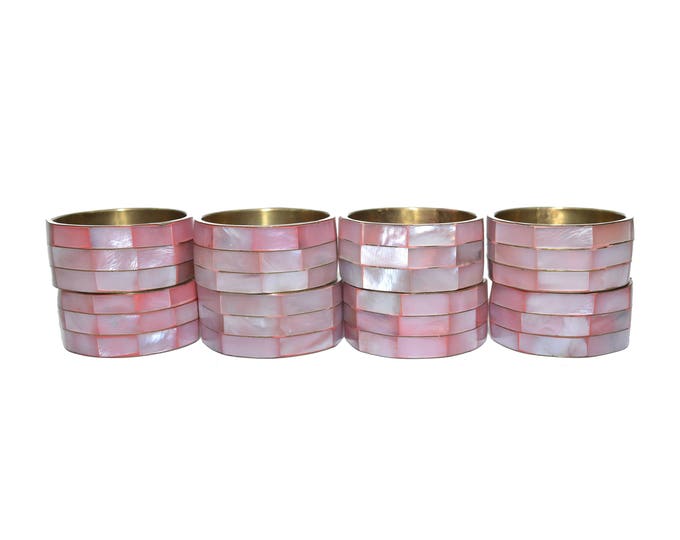 Vintage Pink Napkin Rings Mother of Pearl Napkin Rings Set of Etsy