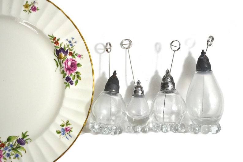 Vintage Glass Bud Vase Place Card Holders Wedding Place Card Etsy