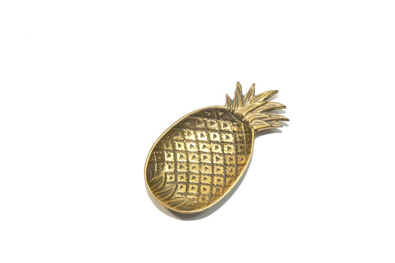 Vintage Brass Mini Pineapple Dish Pineapple Ring Dish Jewelry Dish Gold Pineapple Dish Pineapple Decor image 1