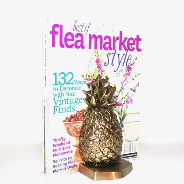 Brass Pineapple Bookend Gold Pineapple Coil Bookend Pineapple Magazine Holder Pineapple Decor