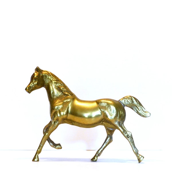 Brass Horse Statue Brass Stallion Brass Pony Running Horse Equestrian Home Decor Brass Mustang Horse