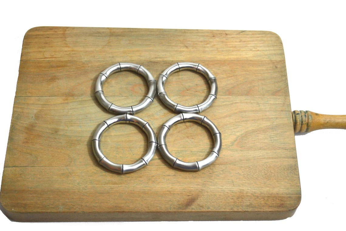 Vintage Silver Faux Bamboo Napkin Rings Silver Bamboo Napkin Etsy