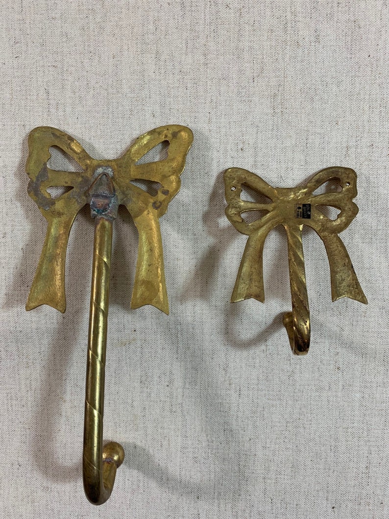 Vintage Brass Bow Hook Bow Wall Hook Gold Bow Hook Bow Organizer Nursery Wall Hook zdjęcie 7