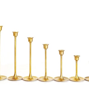 Brass Candlesticks Brass Candle Holders Set of 7 Graduated Brass Candlesticks Wedding Candlesticks image 2