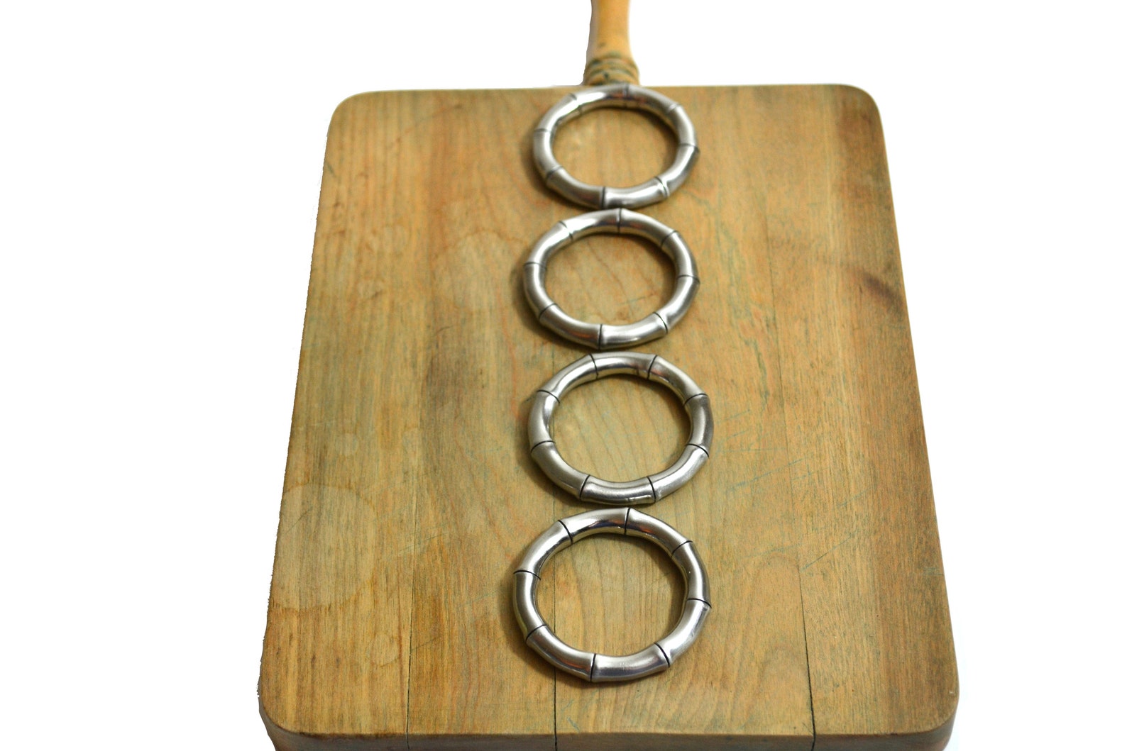 Vintage Silver Faux Bamboo Napkin Rings Silver Bamboo Napkin Etsy