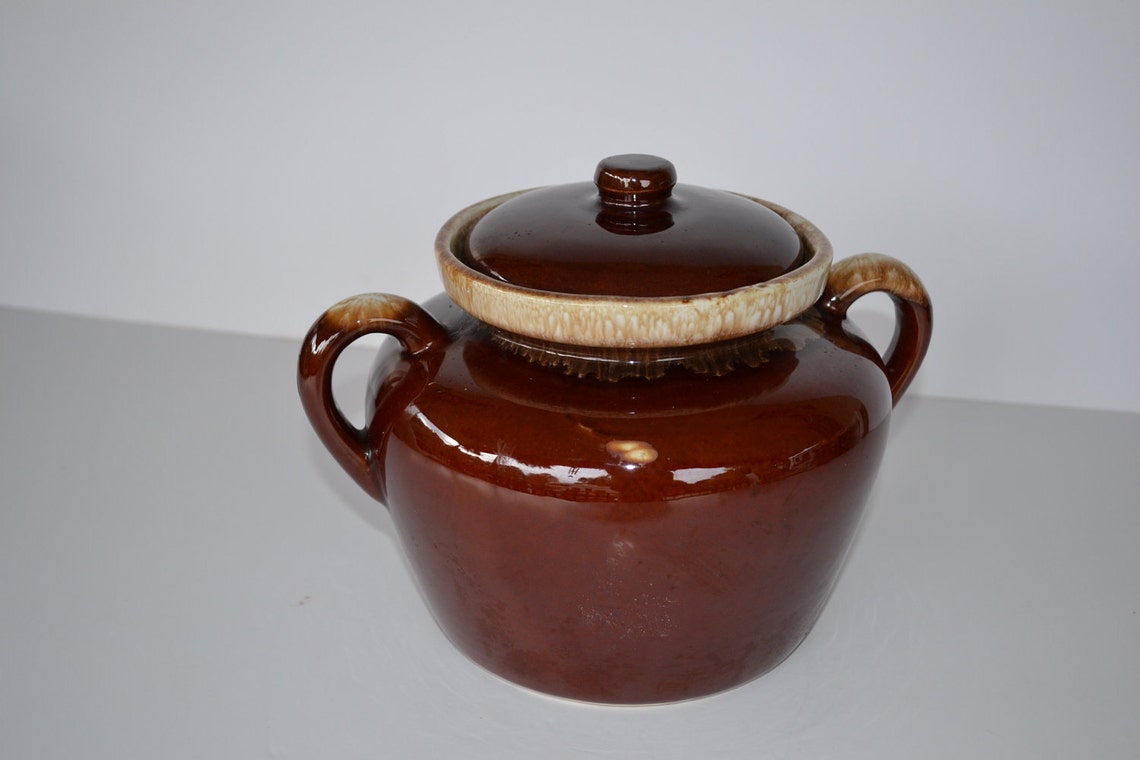 ON SALE Vintage McCoy Bean Pot McCoy Pottery Brown Drip Bean Etsy