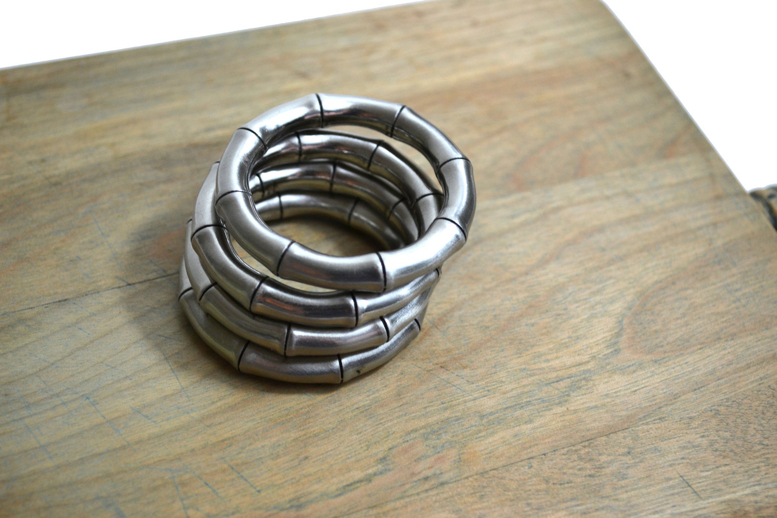 Vintage Silver Faux Bamboo Napkin Rings Silver Bamboo Napkin Etsy