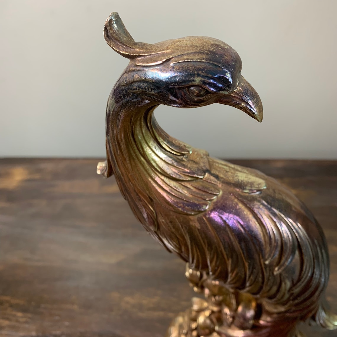 Gold Peacock Statues Gold Gilded Peacocks Gold Syroco Peacocks Etsy