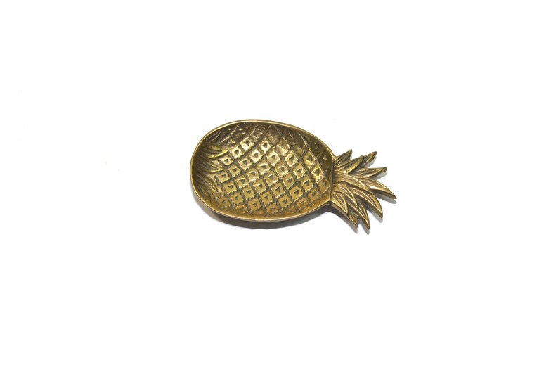 Vintage Brass Mini Pineapple Dish Pineapple Ring Dish Jewelry Dish Gold Pineapple Dish Pineapple Decor image 4